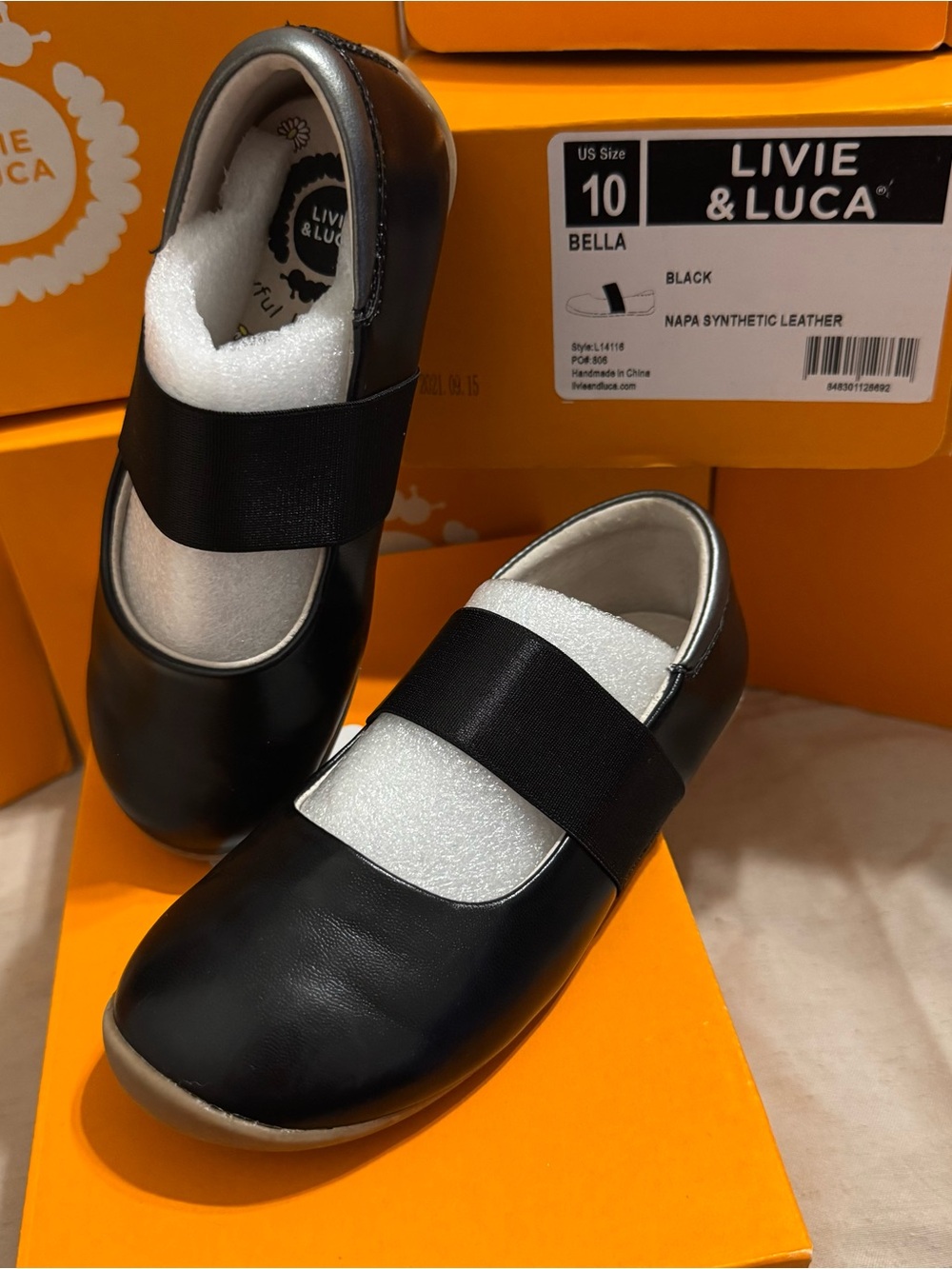 Livie & Luca BELLA Ballet Flats -napa synthetic black leather (Size 10)EUC W/Box